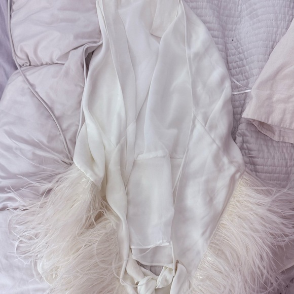 Ramy Brook White Halter Top with Feather Detail XL NWT - Picture 8 of 9